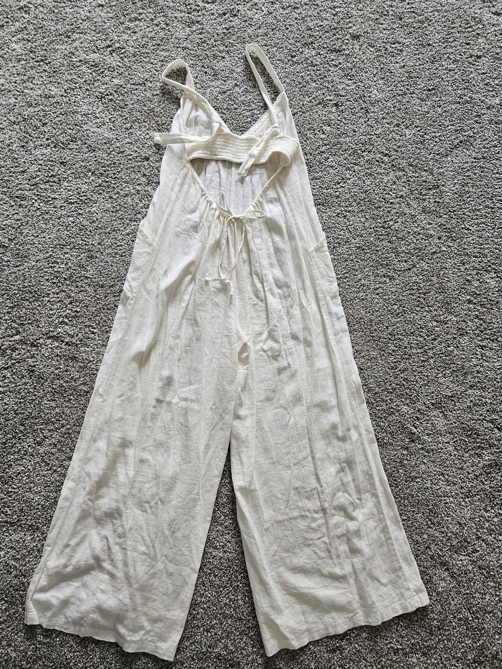 Free People Cream Wide-Leg Sleeveless Jumpsuit
